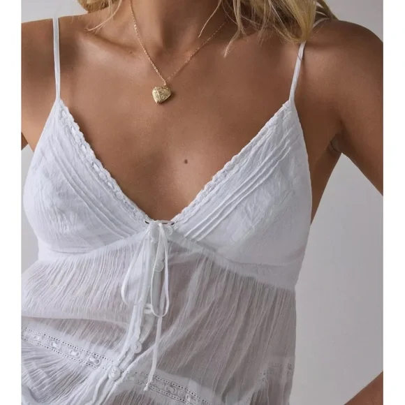 Kimchi Blue Tara Embroidered Cotton Babydoll Cami EUC - Picture 2 of 7